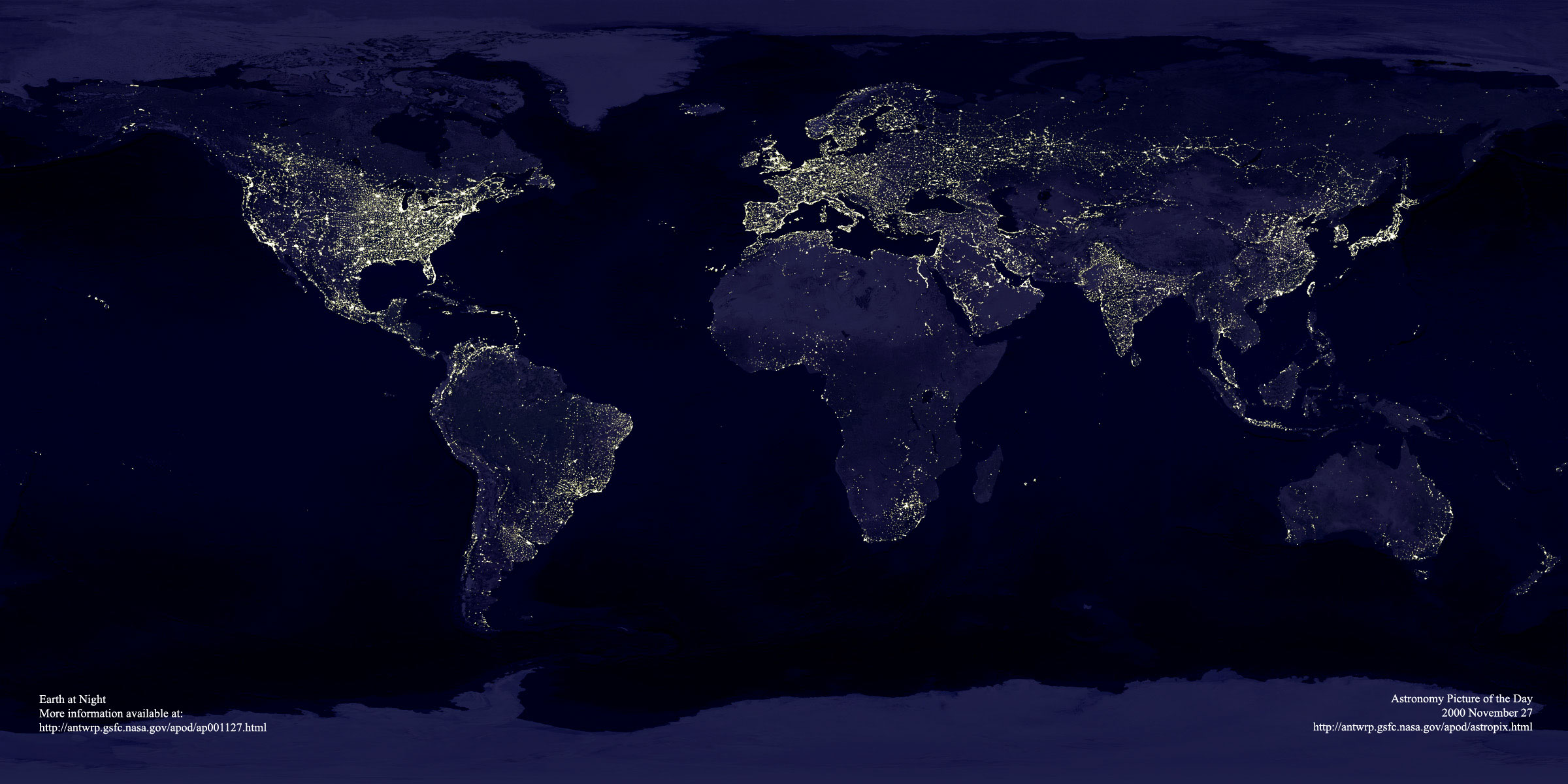 map of world at night